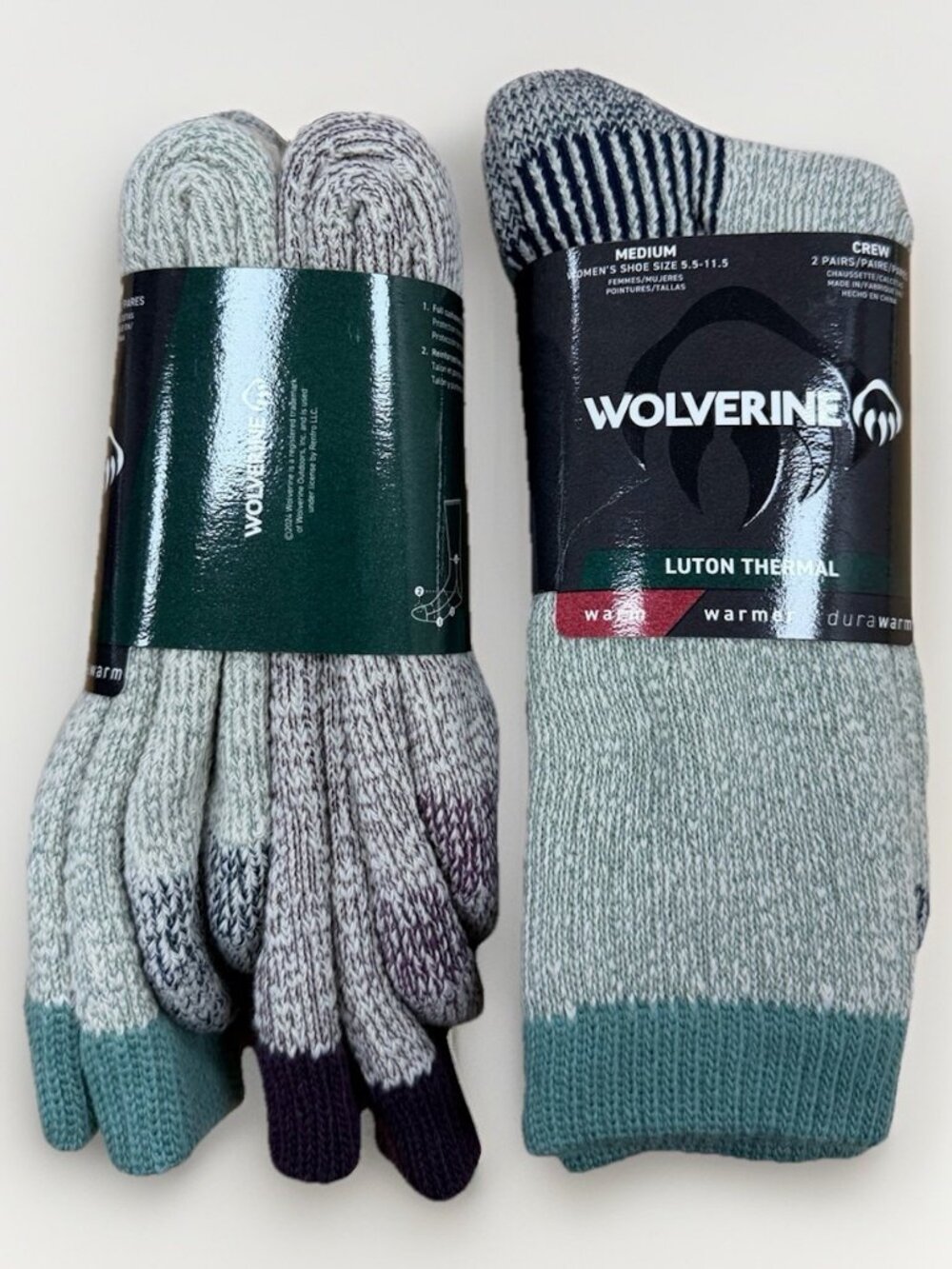 Wolverine Women's Luton Thermal Crew Socks M/5.5-11.5 Wool 2 Packs of 2/4 Pairs